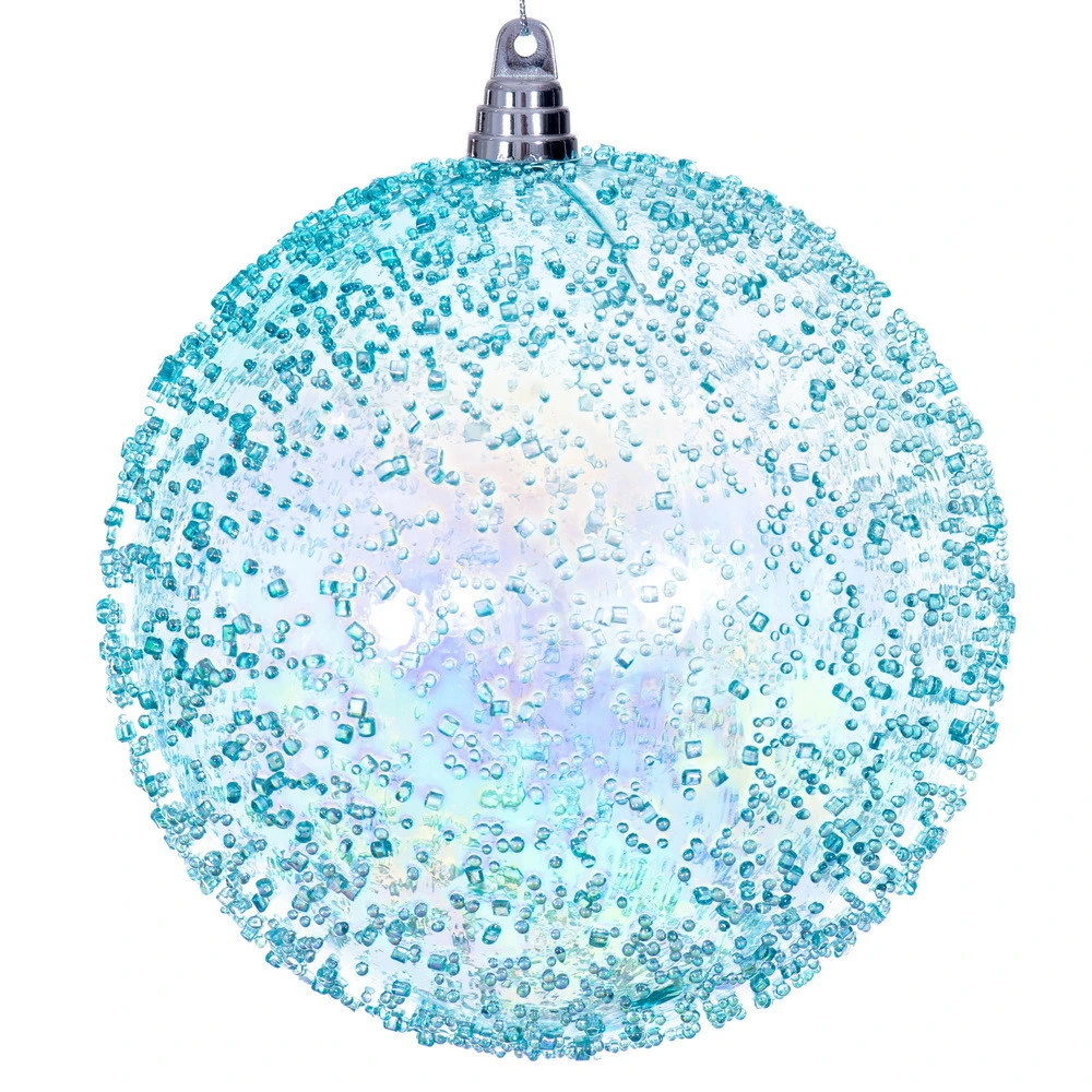 Esfera azul bebé iridiscente con cuentas · 8" / 20.3 cm